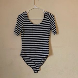 Navy & White Striped Bodysuit